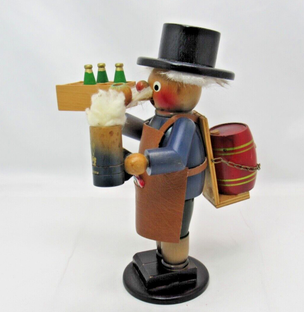 Vintage Steinbach Incense Smoker Brewmaster Germany Beer Wooden Smoking Man