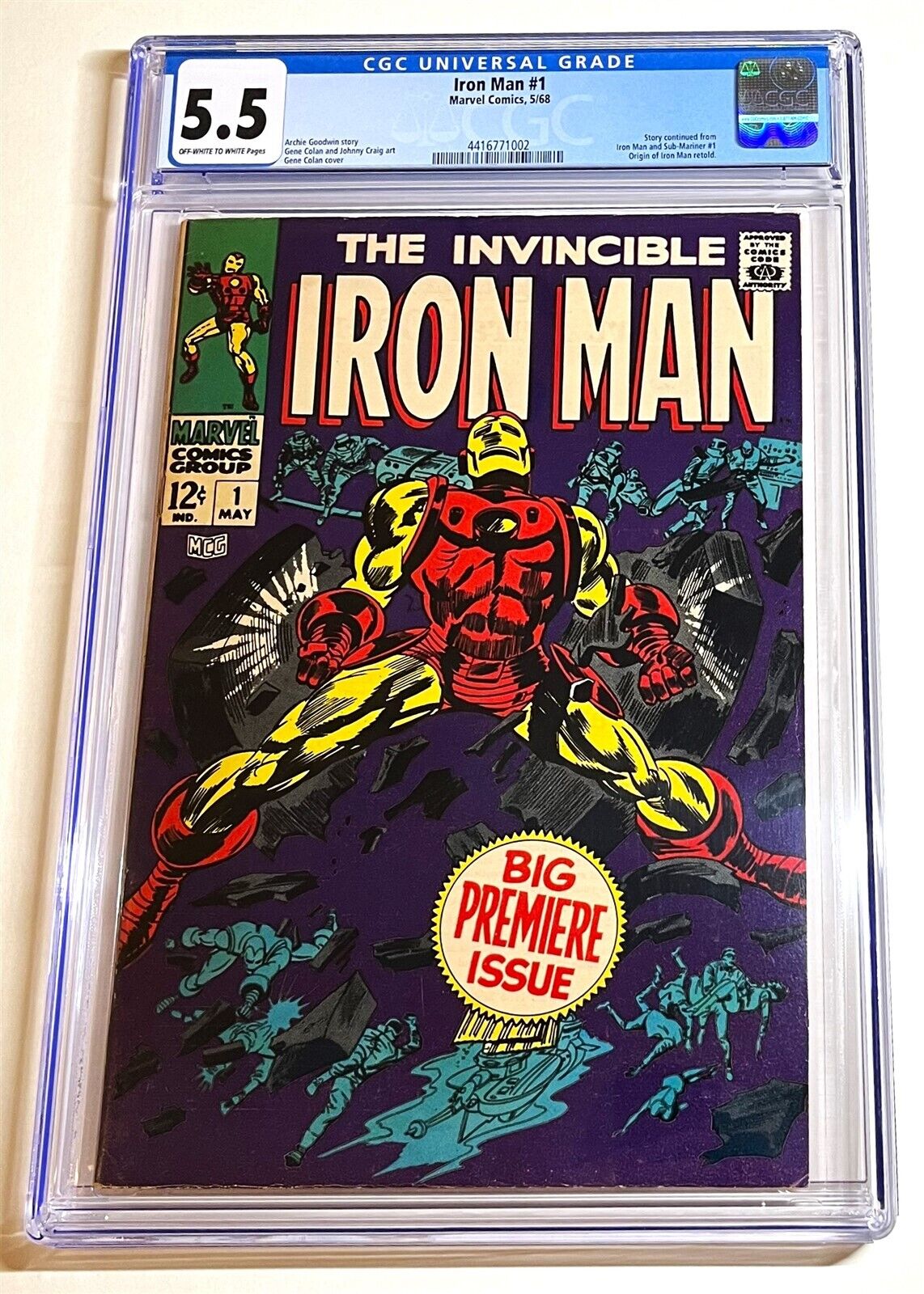 IRON MAN #1 ~ Original Series Debut 1968 Marvel Comics ~ CGC 5.5 nice copy