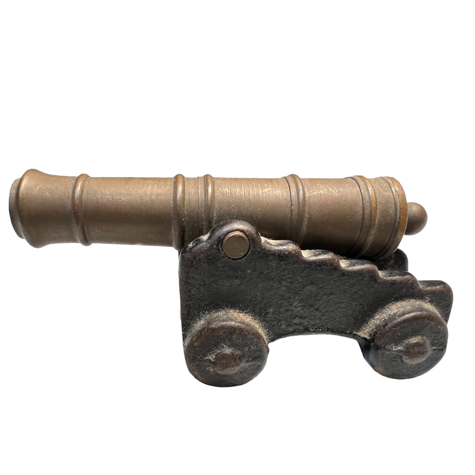 Vintage Brass Barrel Cast Iron Miniature Cannon Mt Penn Replica Toy  Please Read