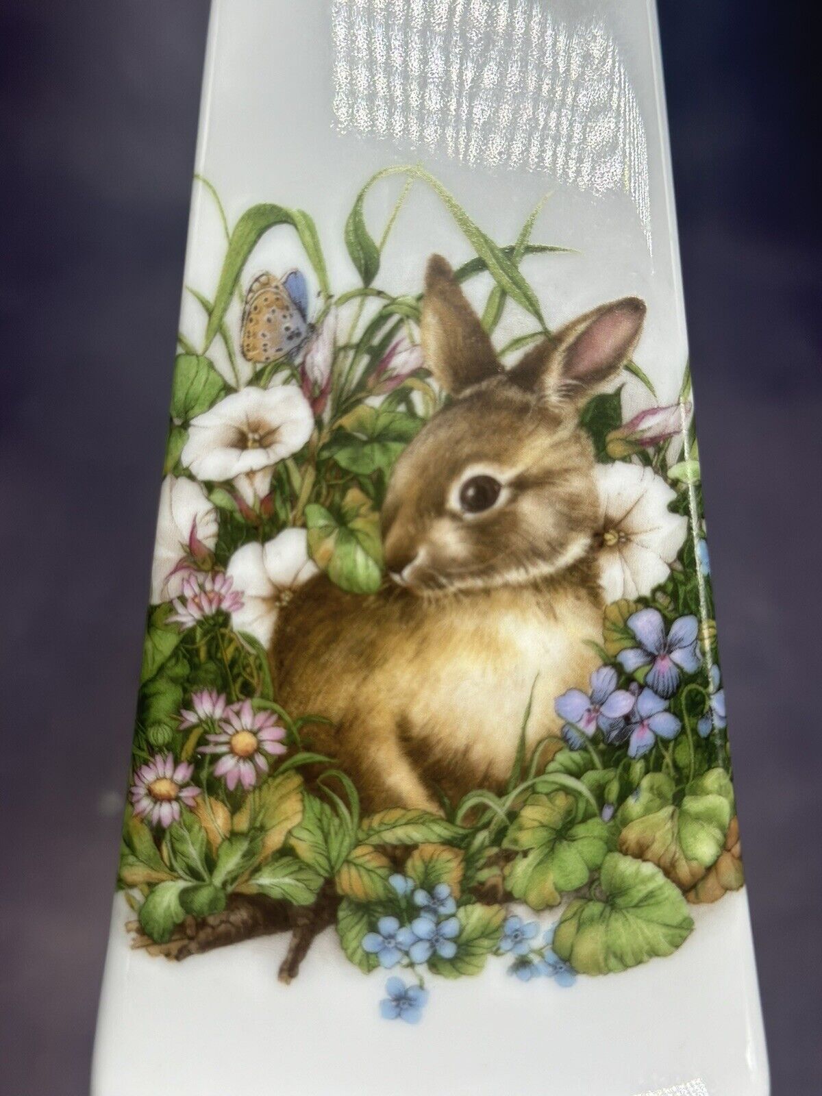 Vintage Liette International Florals Rabbit Bunny Pie Cake Server USA Rare