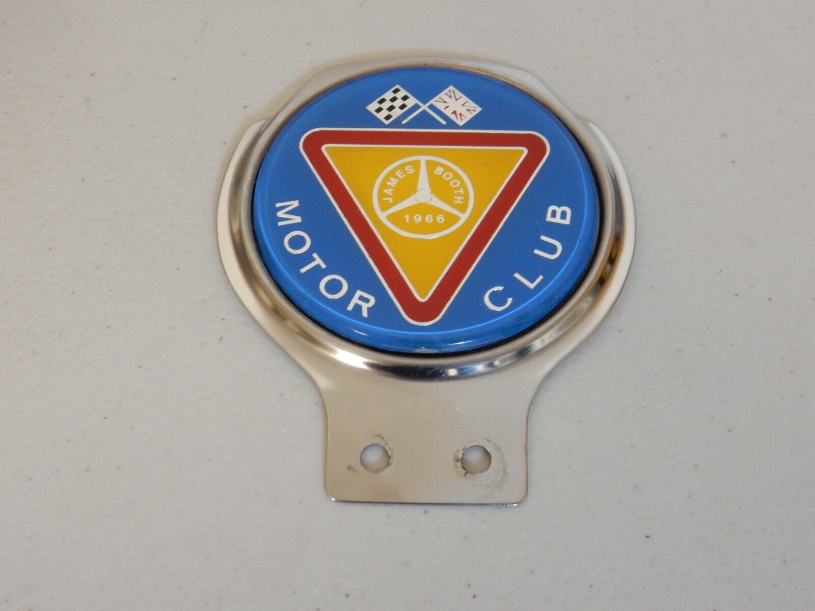 Vintage Chrome Renamel James Booth 1966 Motor Club Car Badge Auto Emblem