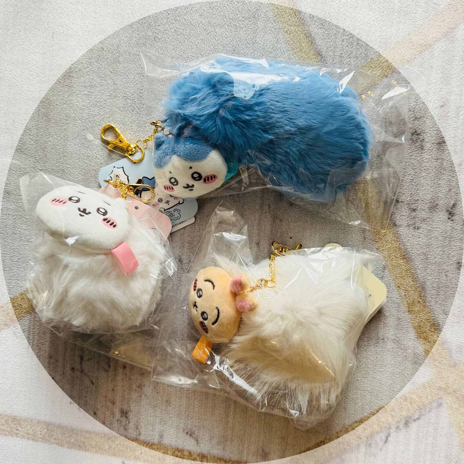 Chiikawa Fluffy Tail Plush Key Chain Chikawa Rabbit Hachiware Set of 3 2024 New