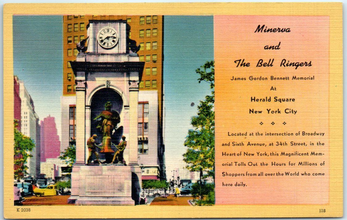 Minerva & The Bell Ringers - James Gordon Bennett Memorial - Herald Square, NYC