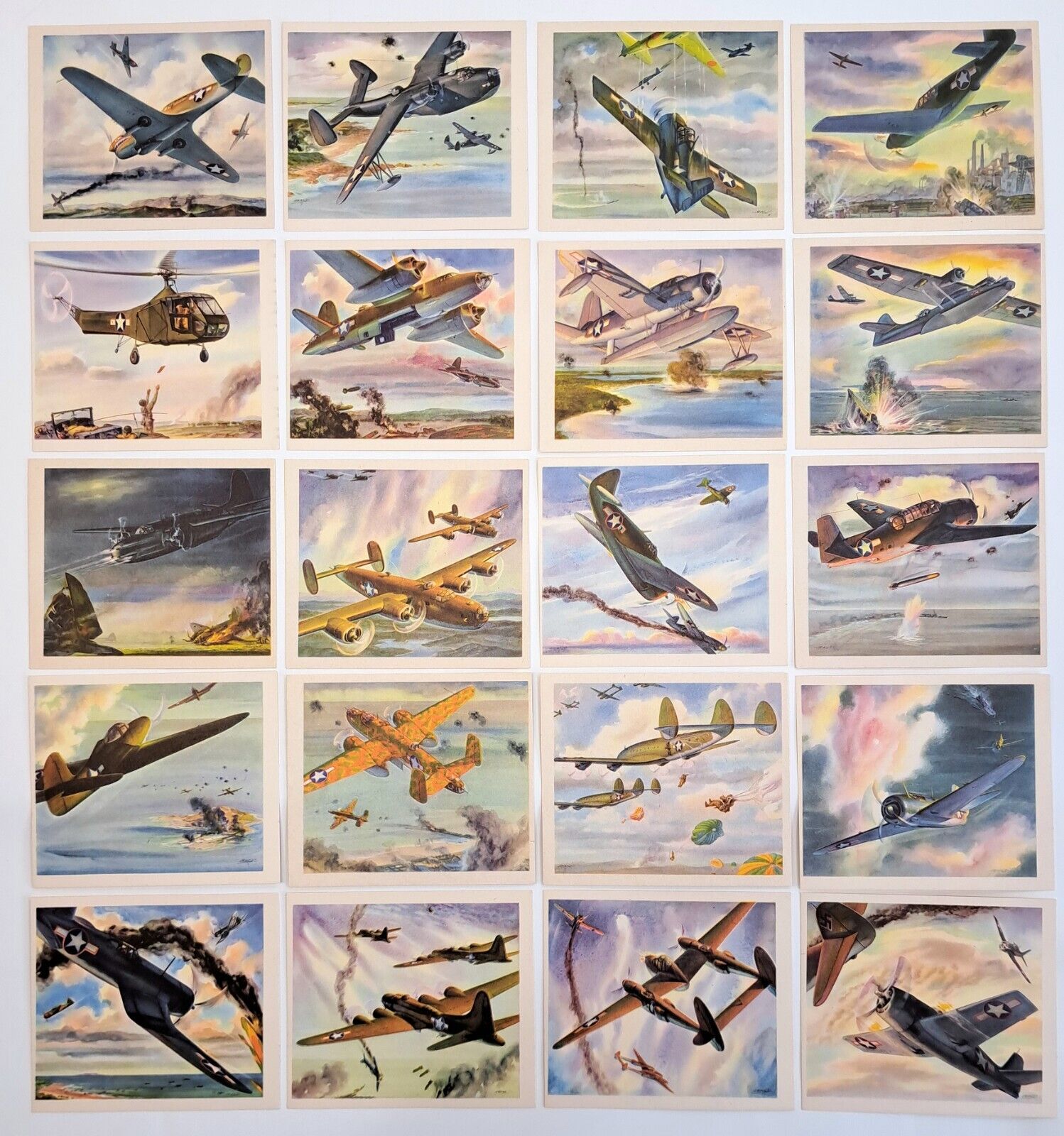 1943 COCA-COLA AMERICA'S FIGHTING PLANES IN ACTION CARD SET 1-20 COMPLETE SET