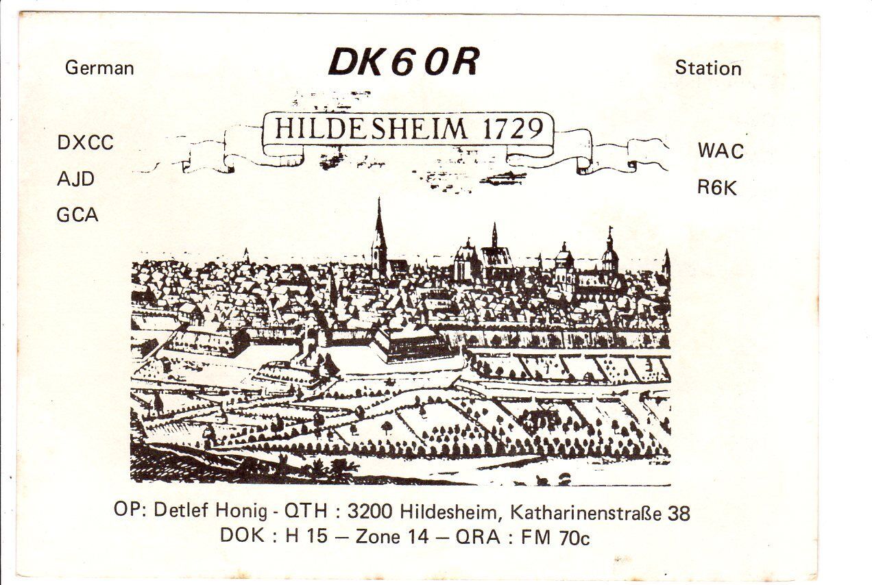 Vintage QSL Radio Card Germany DK6OR Detlef Honig Hildesheim February 4 1979