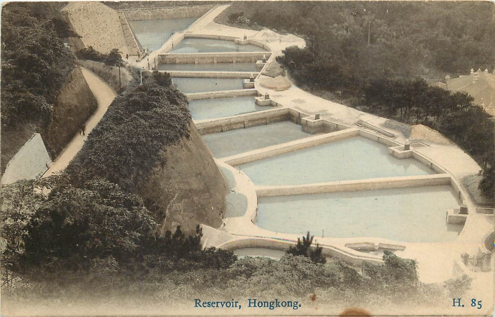 c1907 Vintage Lithograph Postcard; Reservoir, Hong Kong H.85 Unposted