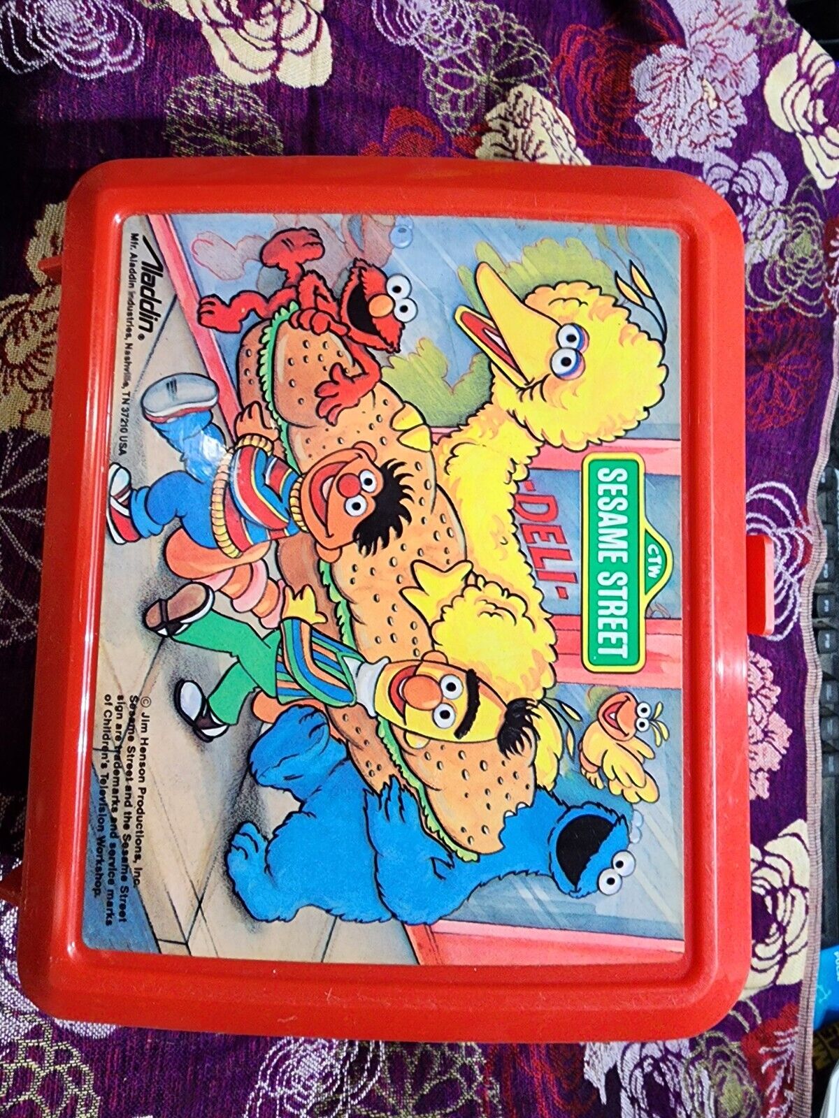 Vintage Aladdin Plastic Red Lunchbox Sesame Street Big Bird