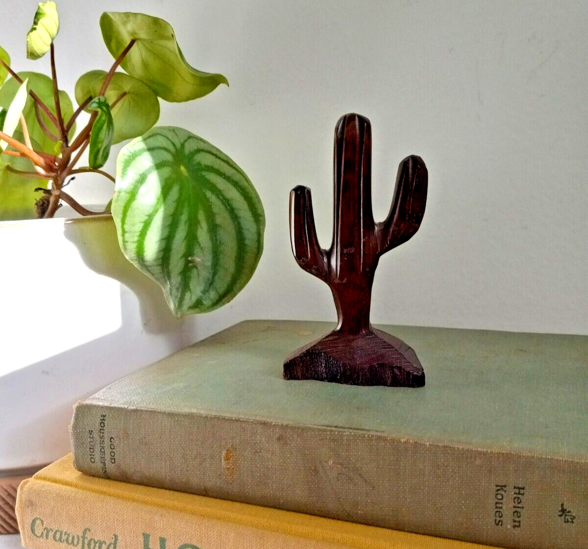 VTG Ironwood Saguaro Cactus Sculpture Figurine Hand Carved Wood 3.5 In