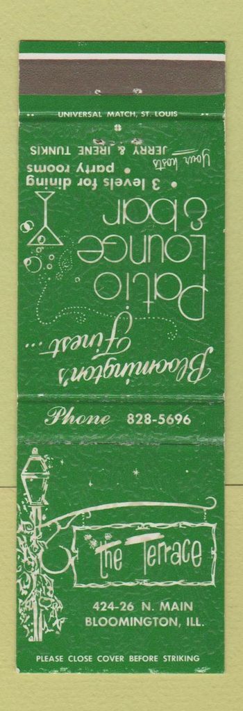 Matchbook Cover - The Terrace Bloomington IL