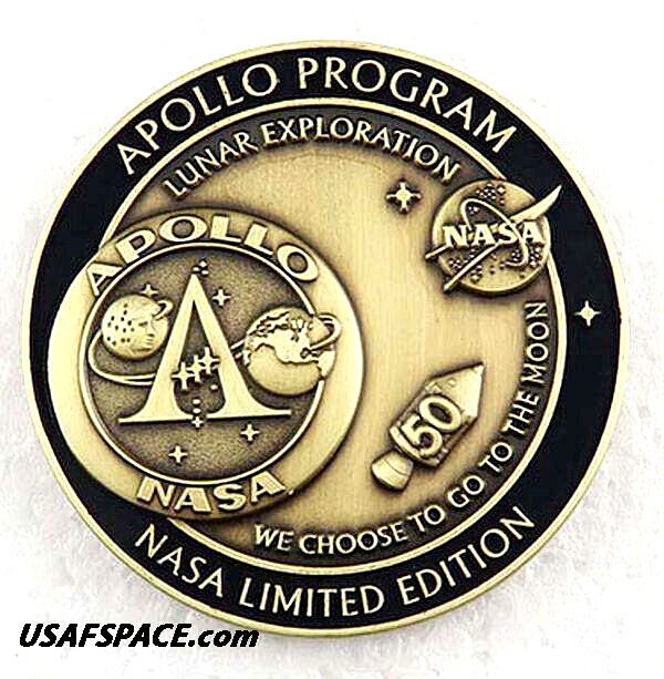 APOLLO PROGRAM - 50th Anniversary - LUNAR FLOWN METAL - NASA MEDALLION - COA
