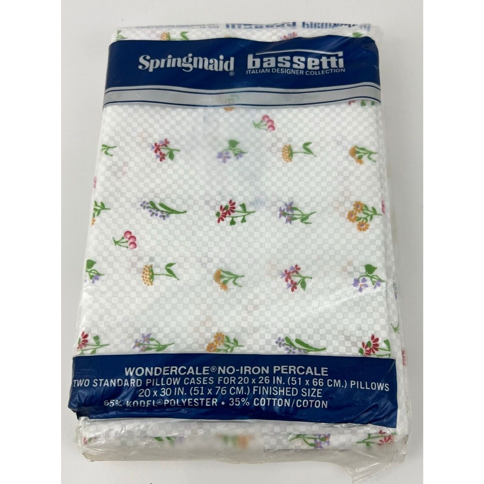 Vtg Springmaid Wondercale 2 Standard Pillowcases  Bassetti Italian Collection Ve