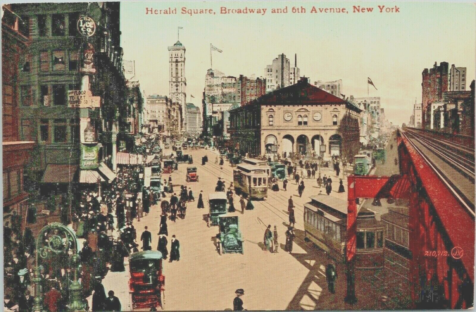 Herald Square New York Broadway Sixth NY c1910-1914 Antique Postcard - Unposted