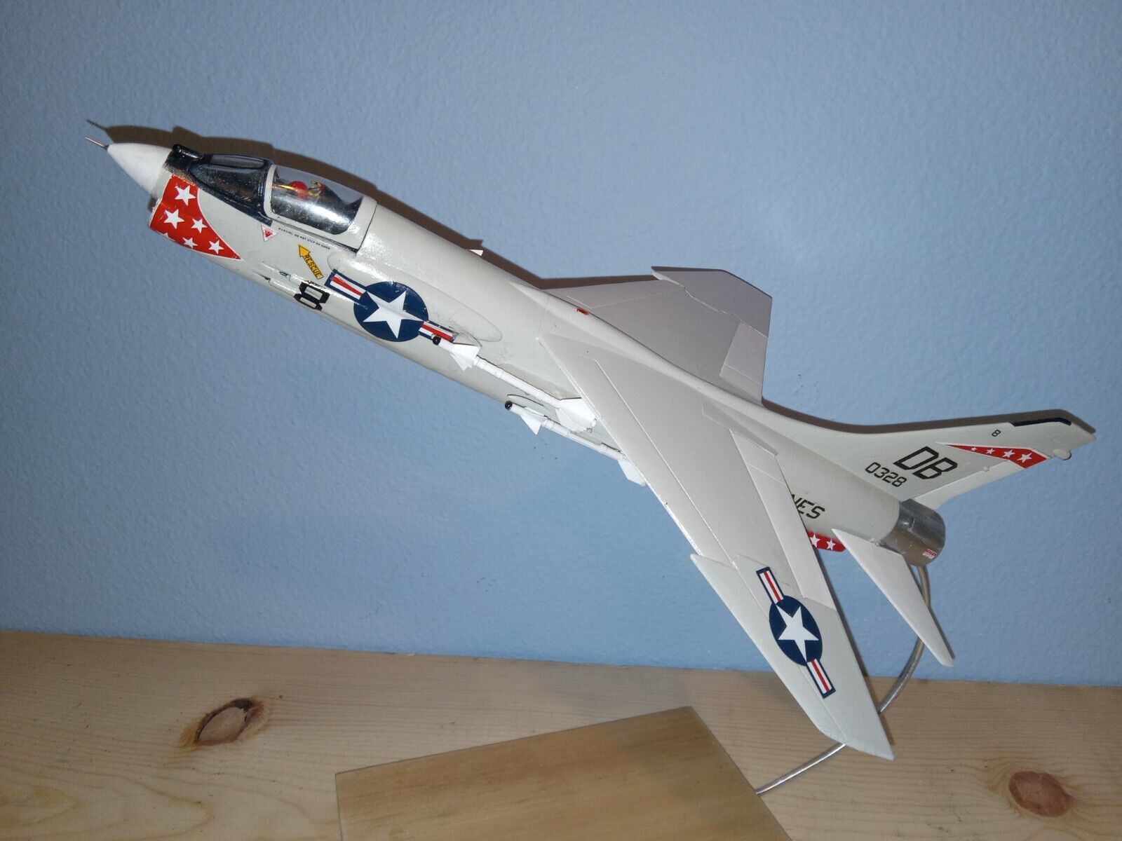USMC Vought F-8 Crusader plastic airplane model built 1/48  14 × 9 × 5 in.