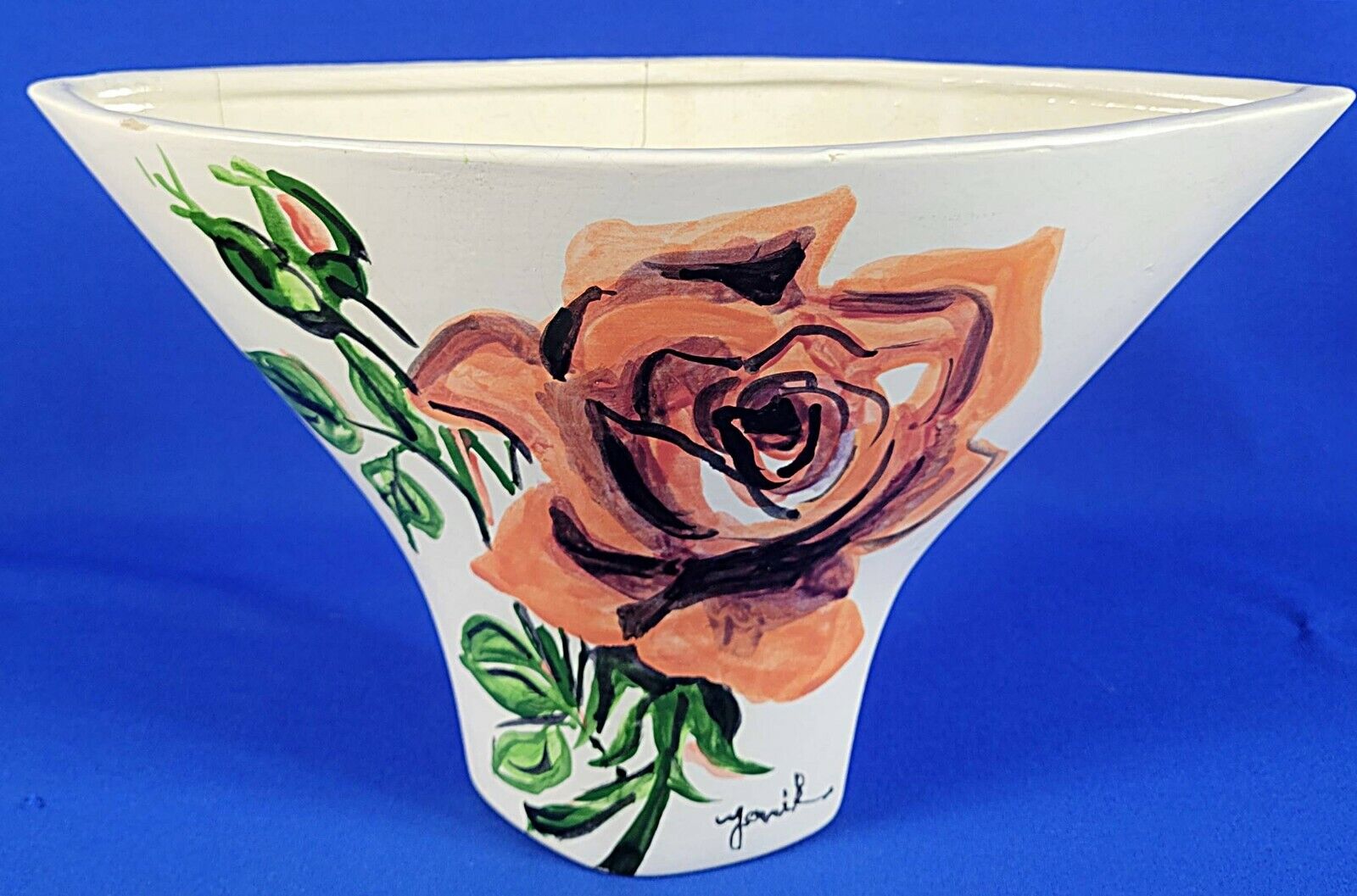 Abstract Expressionist Jenik Cook Signed Ceramic Decorative Vase \