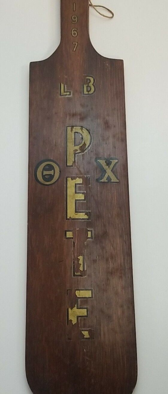 1964-1967 College Fraternity Wood Paddle OX Theta Chi Fraternity John Pete