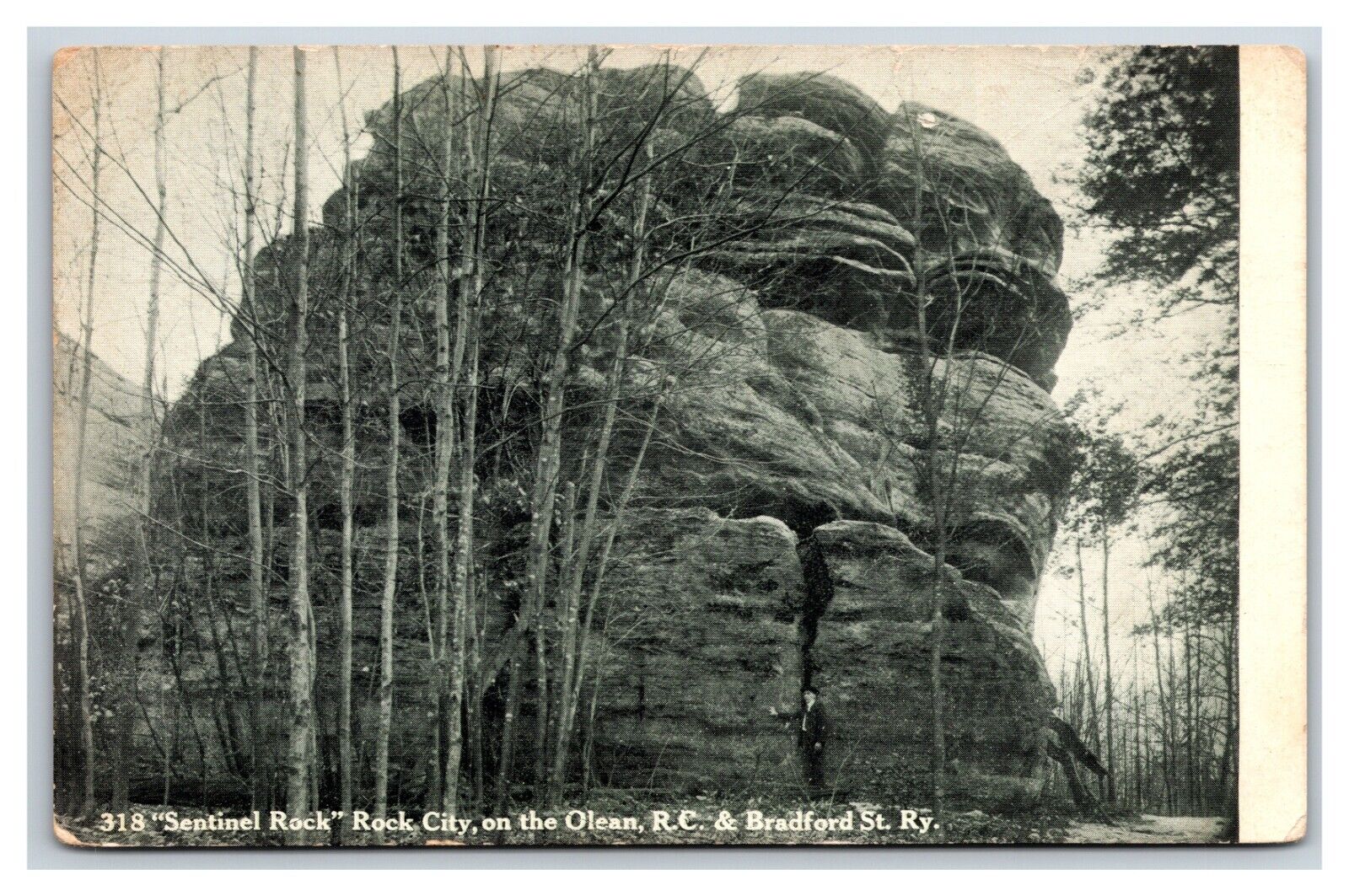 Sentinel Rock on Olean Street Railway Rock City Olean NY UNP UDB Postcard O18