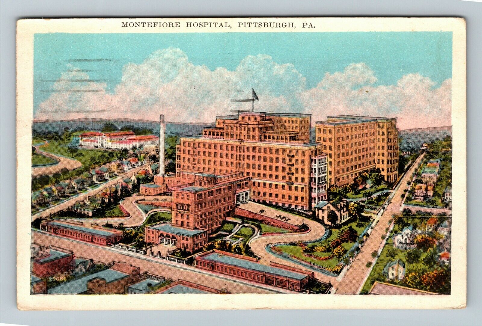 Pittsburgh PA-Pennsylvania, Montefiore Hospital c1929 Vintage Souvenir Postcard