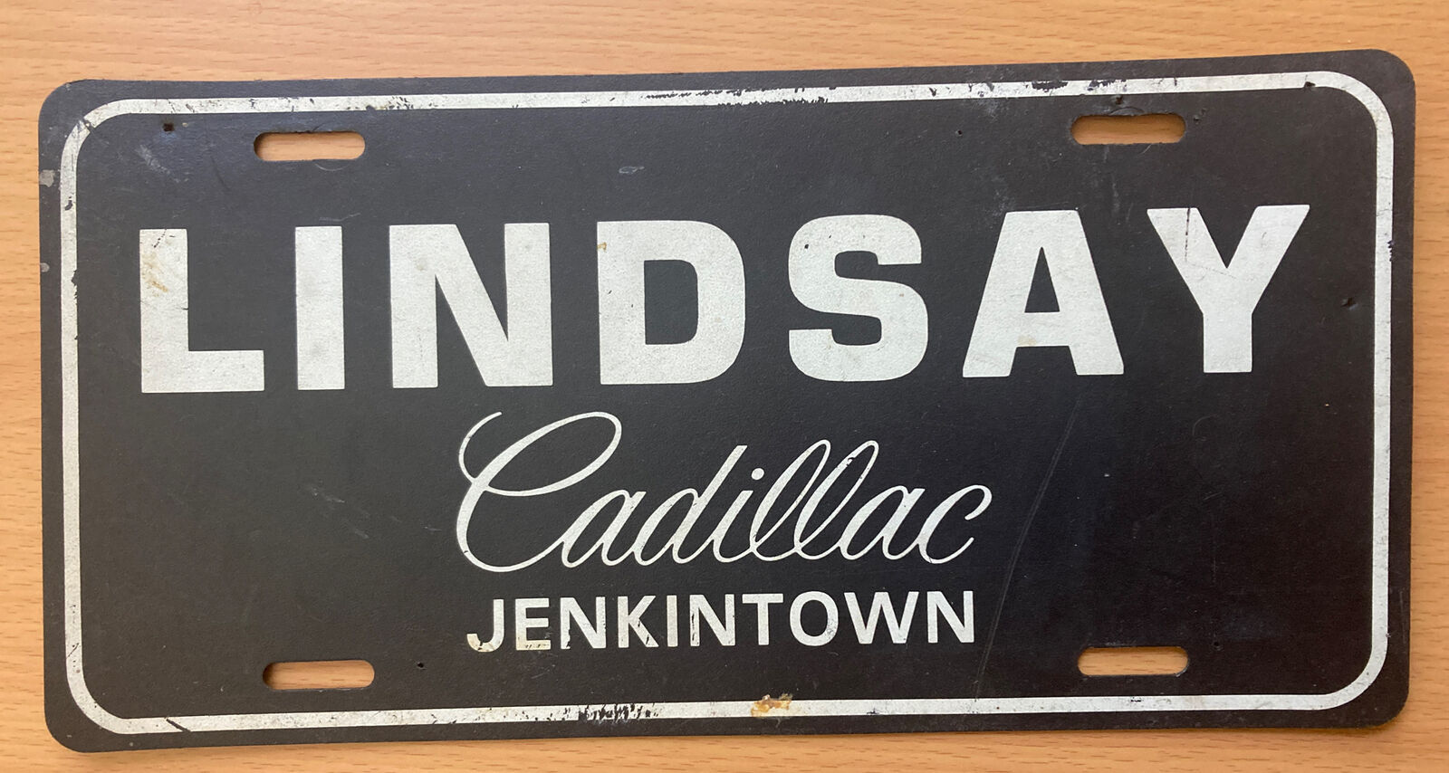 Vintage Lindsay Cadillac Jenkintown, PA Vanity Dealership Plastic￼ License Plate