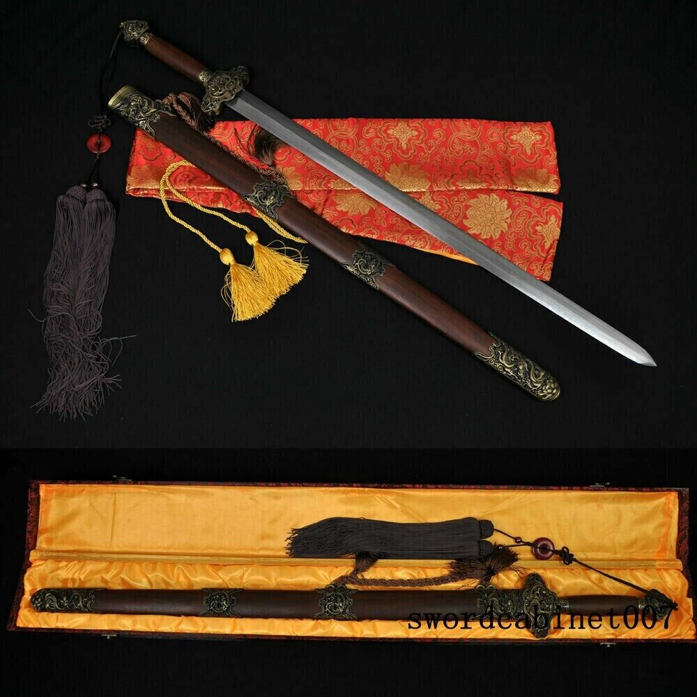 HIGH QUALITY HAND MADE FOLDED STEEL CHINESE SWORD JIAN (剑) BLADE NICE MOUNTINGS