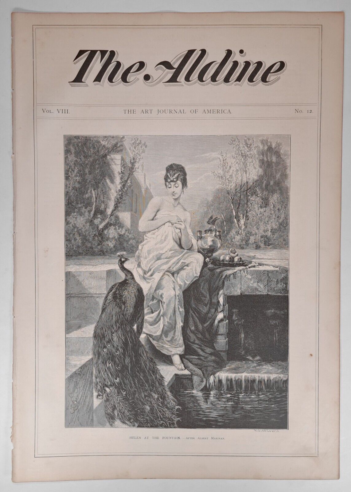1876 Victorian Art Engraving, Helen at The Fountain. - Albert Maignan Cover Art