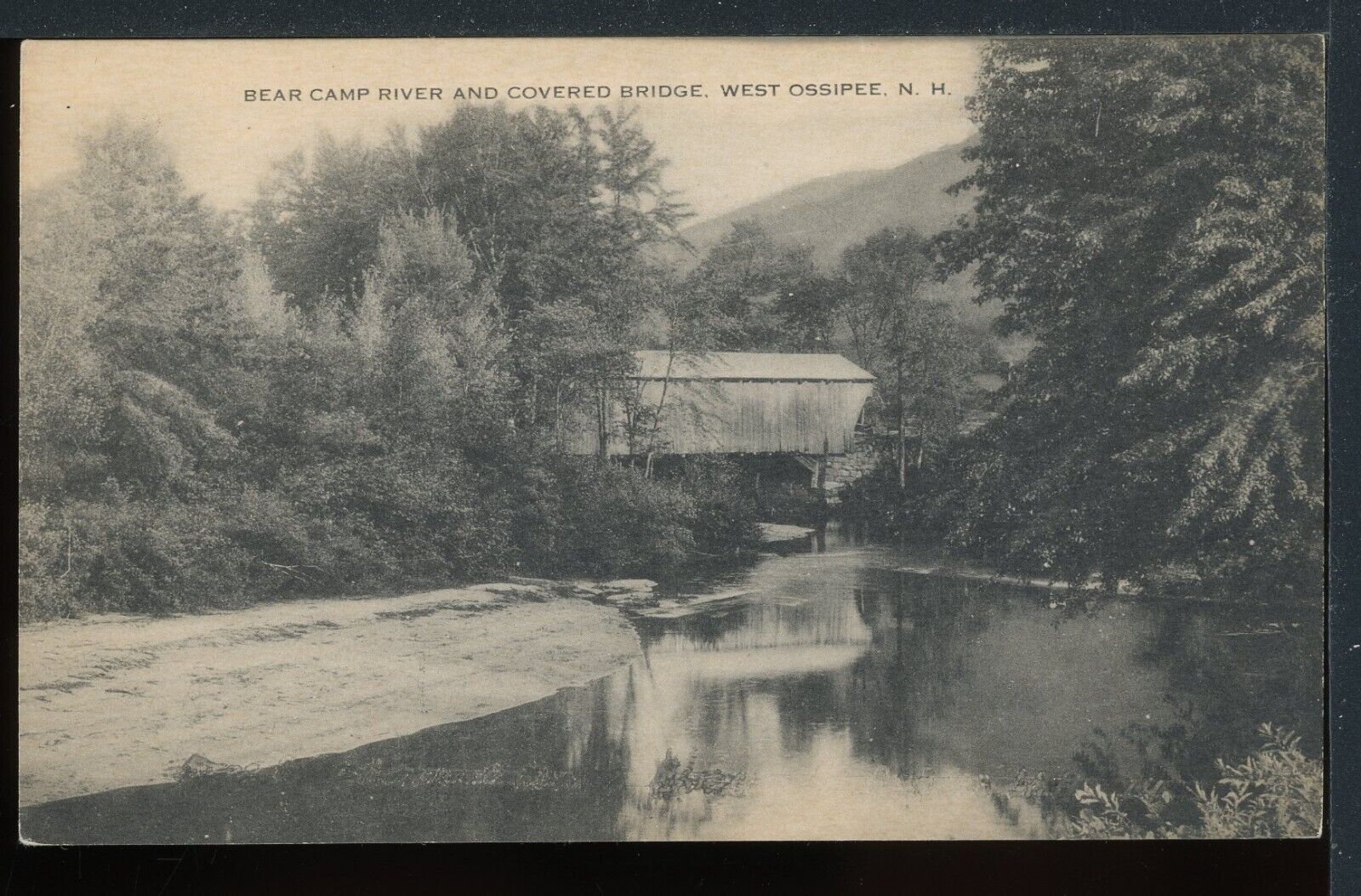 Early West Ossipee New Hampshire Bear Camp River Covered Bridge Vintage Postcard