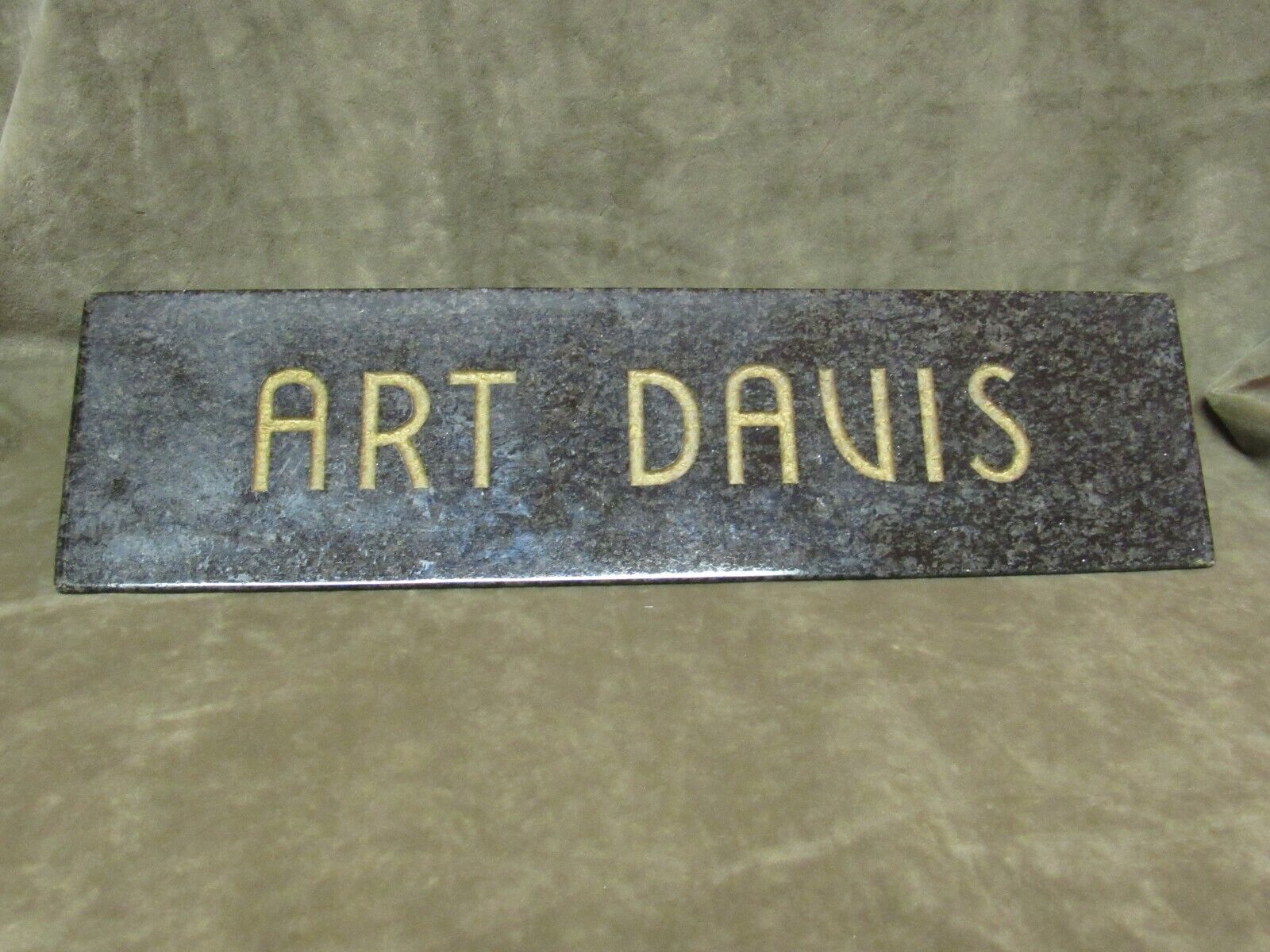 Rare 1940 s Art Deco Desk Name Plate ART DAVIS County Music Actor Singer Writer