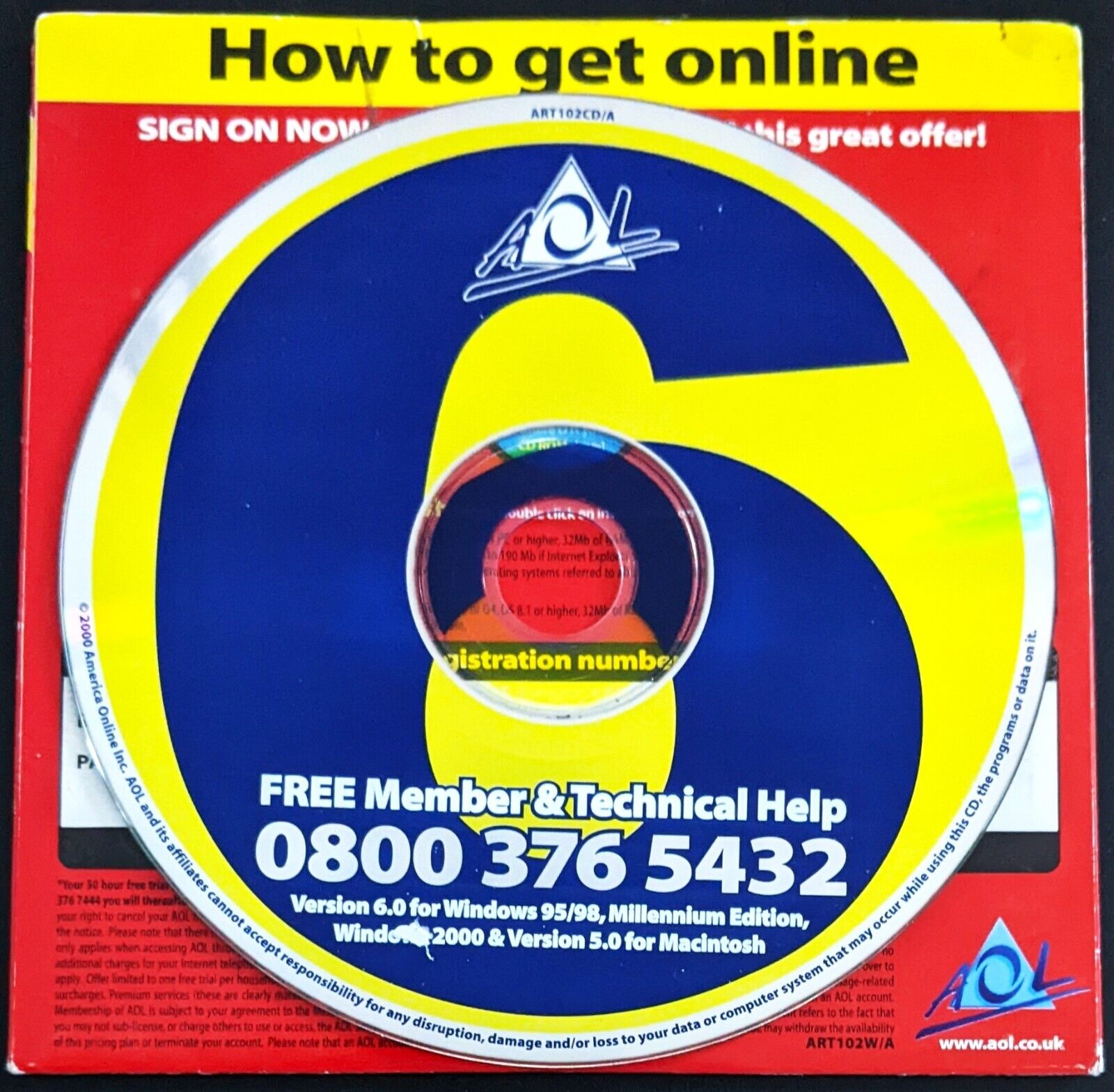 BIG 6.0 America Online Collectible / Install Disc, AOL CD Vintage, 
