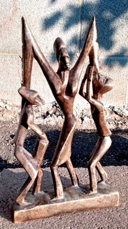 African Carved Wood Mother & Children 7\