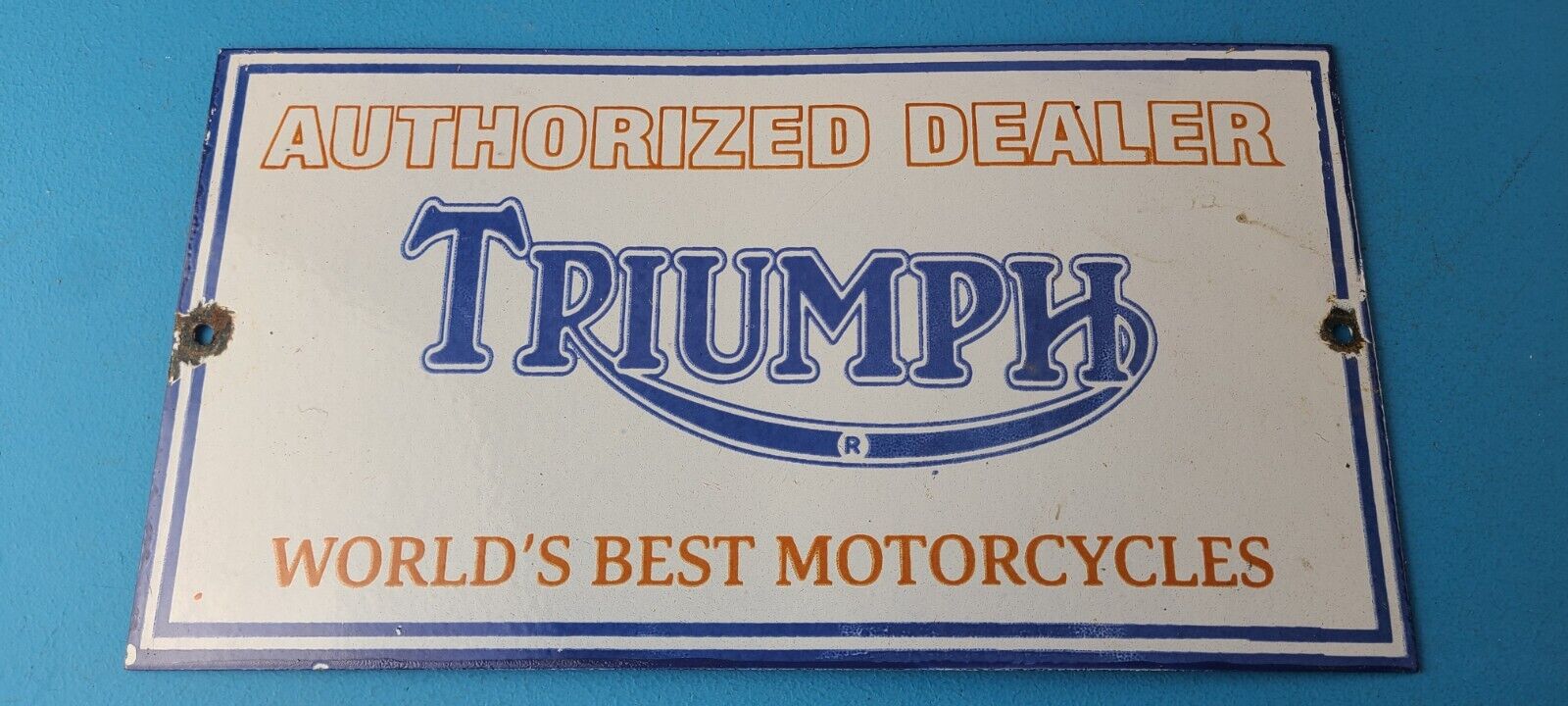 Vintage Triumph Motorcycles Sign - Gas Service Pump Porcelain Gasoline Sign