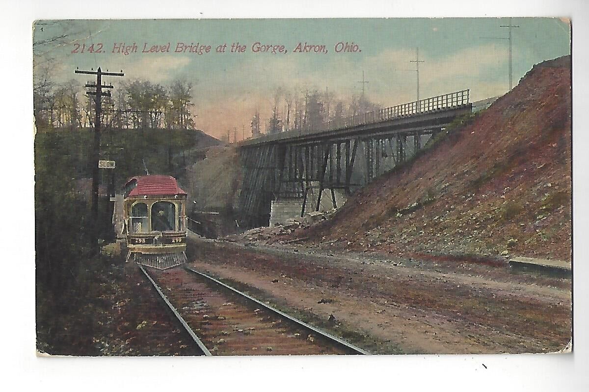 1912 High Level Bridge at the Gorge, Akron, Ohio - Streetcar