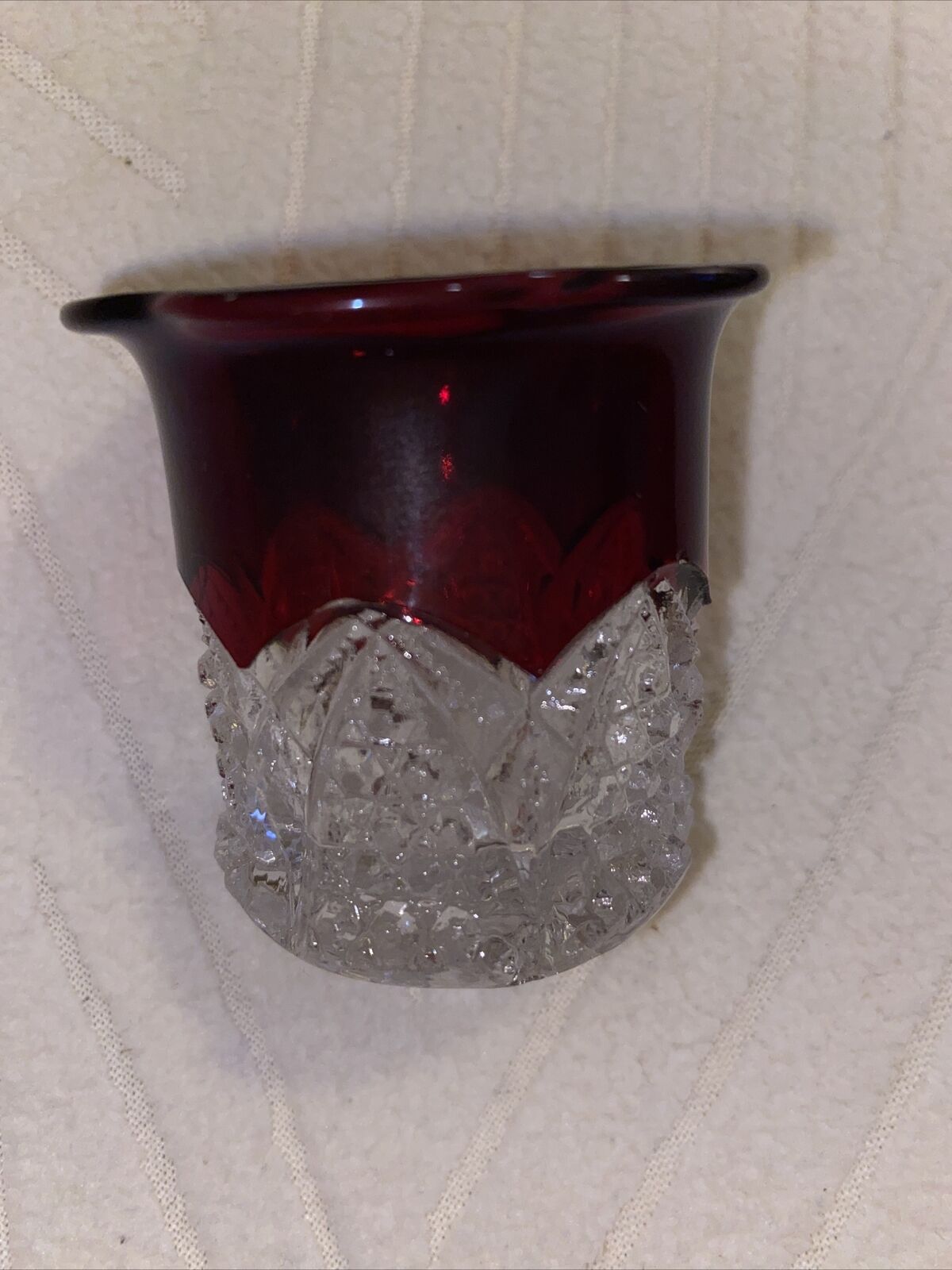 Antique Ruby Red Flashglass Toothpick / Matchstick Holder