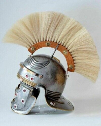18 Guage Steel & Brass Christmas Roman Imperial Gallic Helmet With Plume Gift
