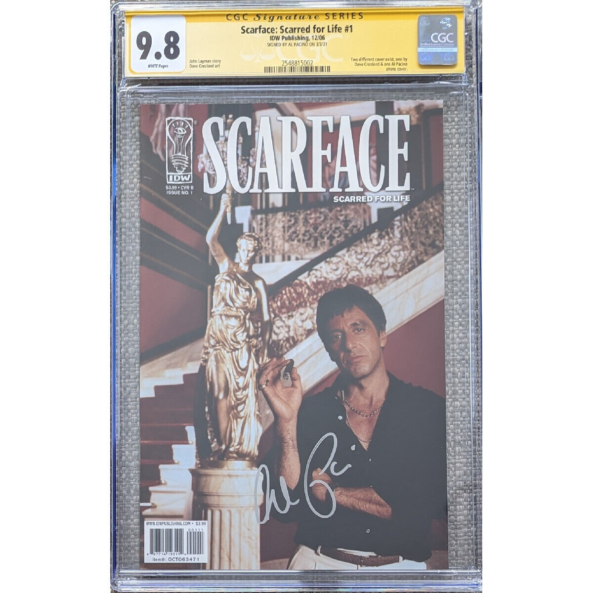 Scarface: Scarred for Life #1 photo cover__CGC 9.8 SS__Signed by Al Pacino
