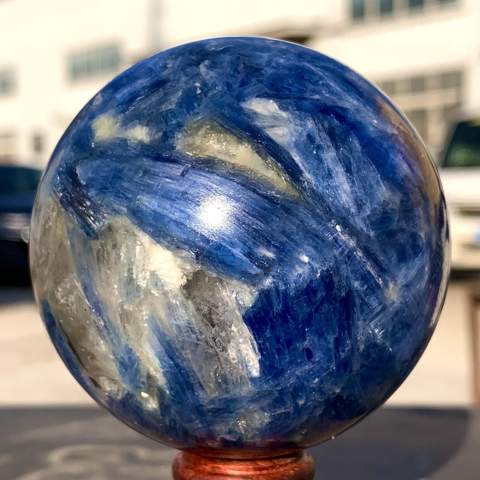 1.11LB Rare！Natural beautiful Blue Kyanite Sphere Ball Quartz Crystal Healing