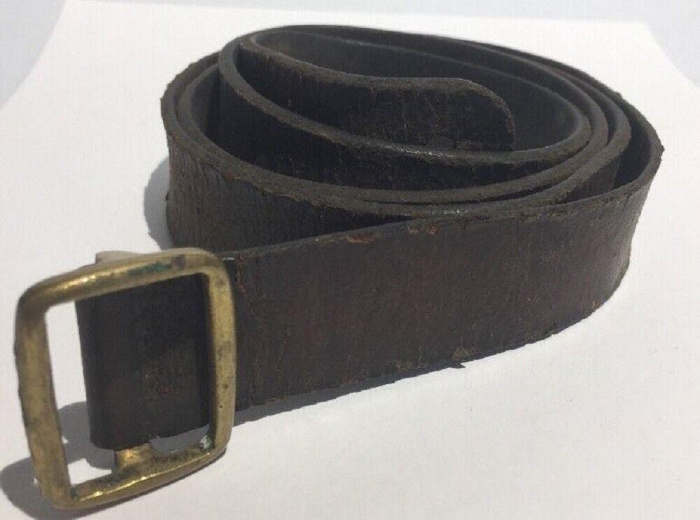 Antique Leather Rifle Sling with Brass Hardware - Military or Muzzle Loader