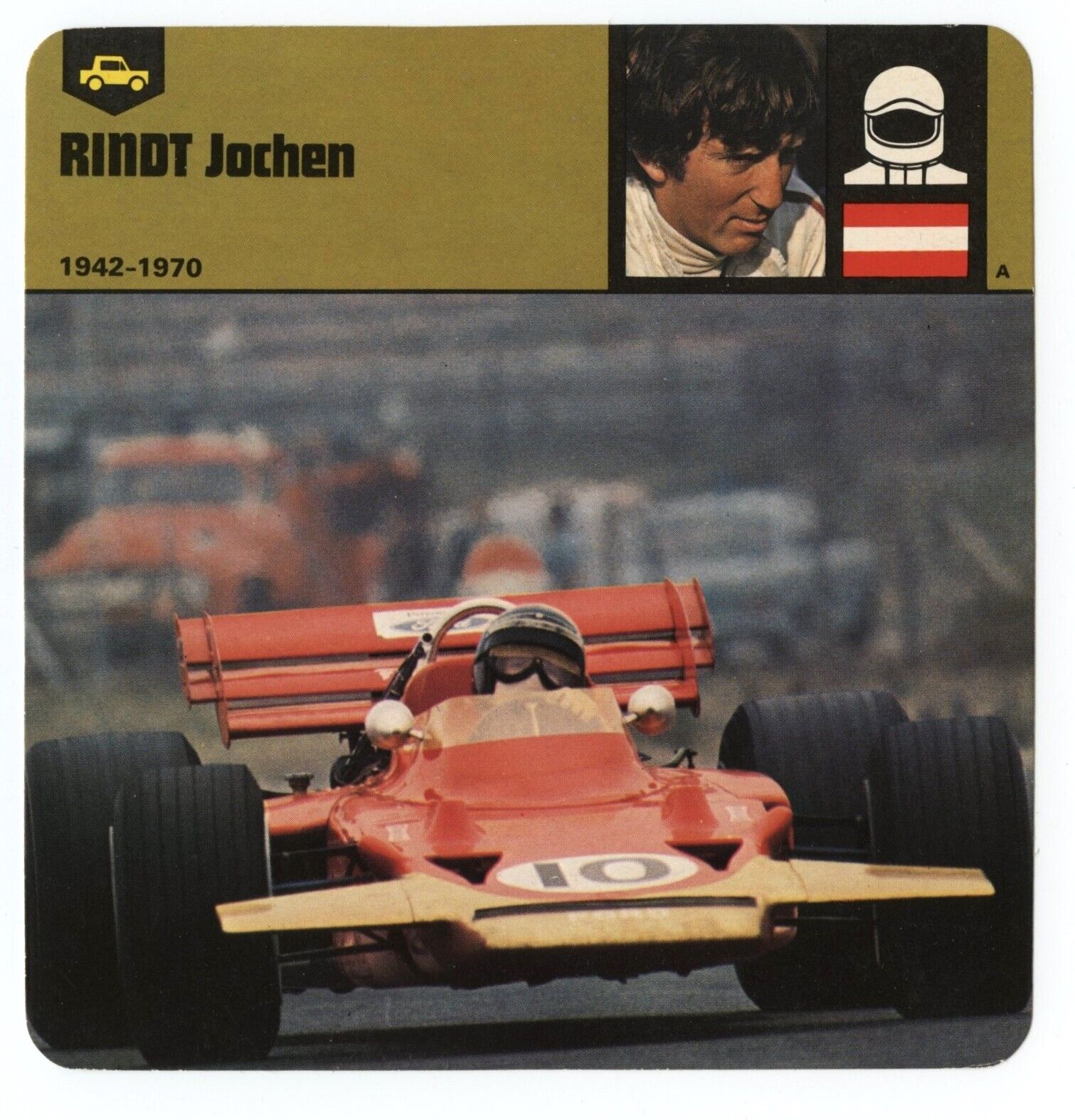 Jochen Rindt - Racing Race Driver Edito Service SA Auto Rally Card