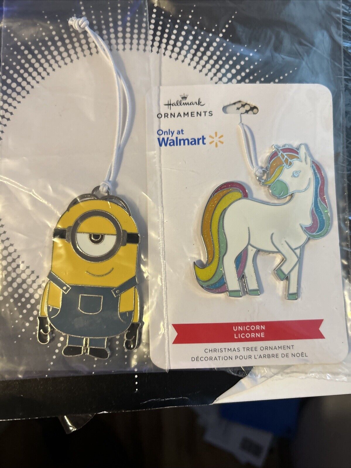 2 Hallmark Ornaments (Minion & Unicorn)