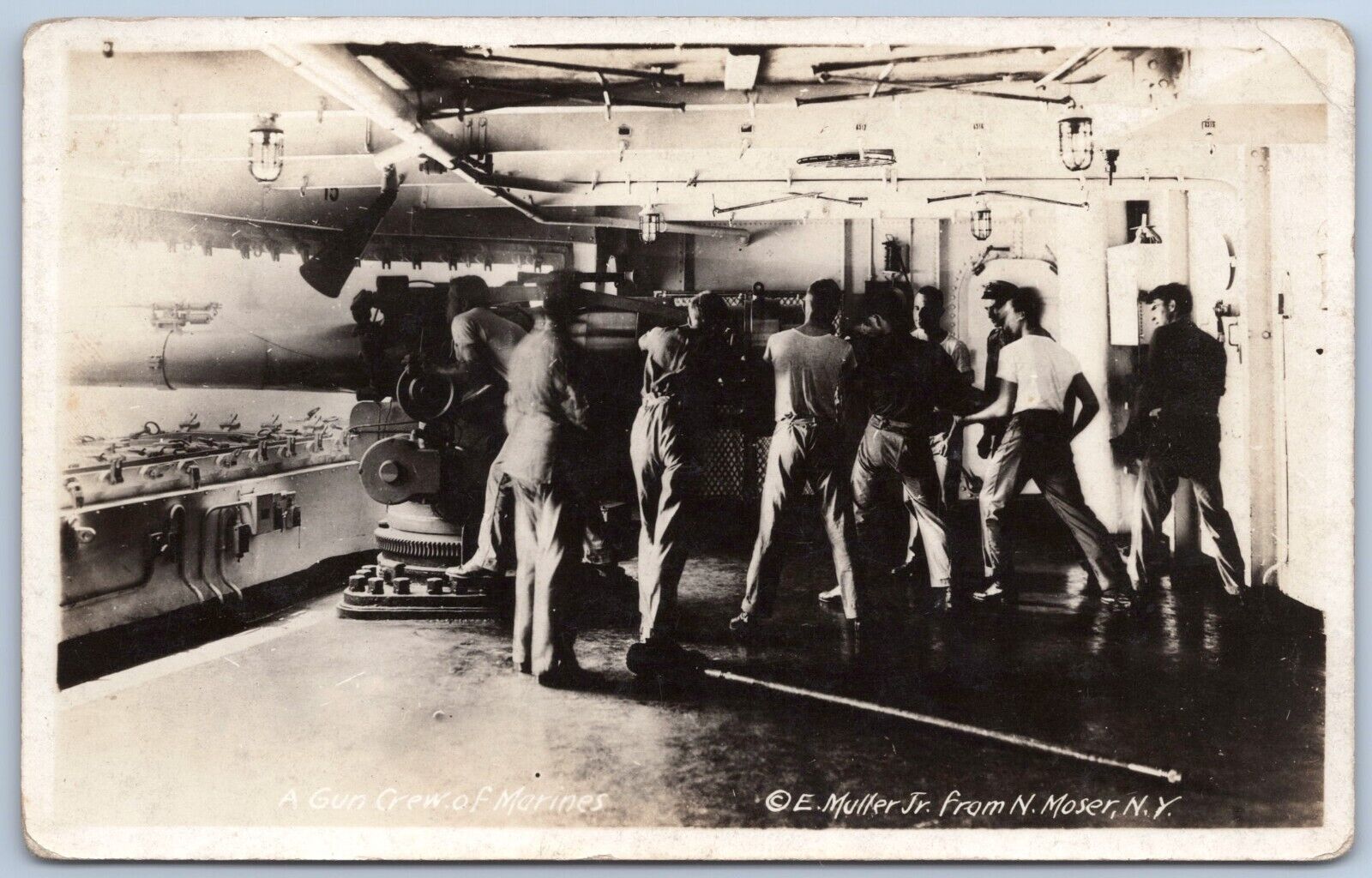 a gun crew of marines e. muller jr. real photo postcard RPPC unposted