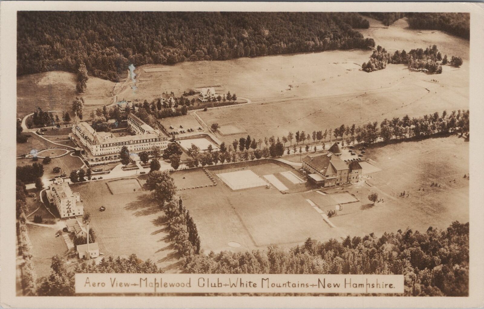 Aerial View Maplewood Golf Club White Mountains New Hampshire 1932 RPPC Postcard