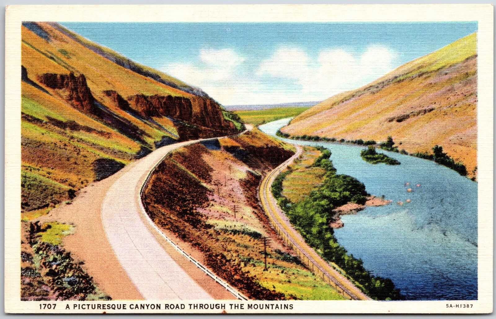 A Picturesque Canyon Road Through The Mountains Beautiful Sightseeing Postcard