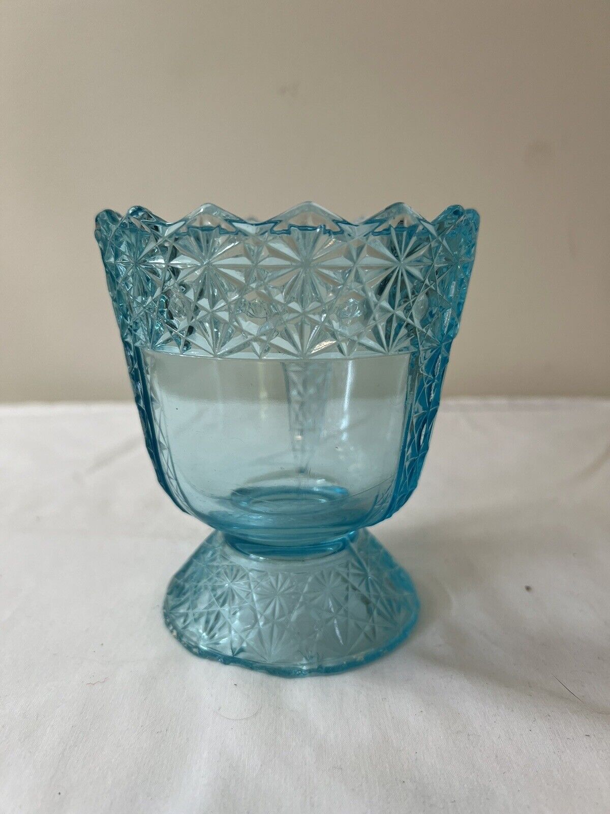 1890? Antique Sugar Bowl Aqua Blue Crystal