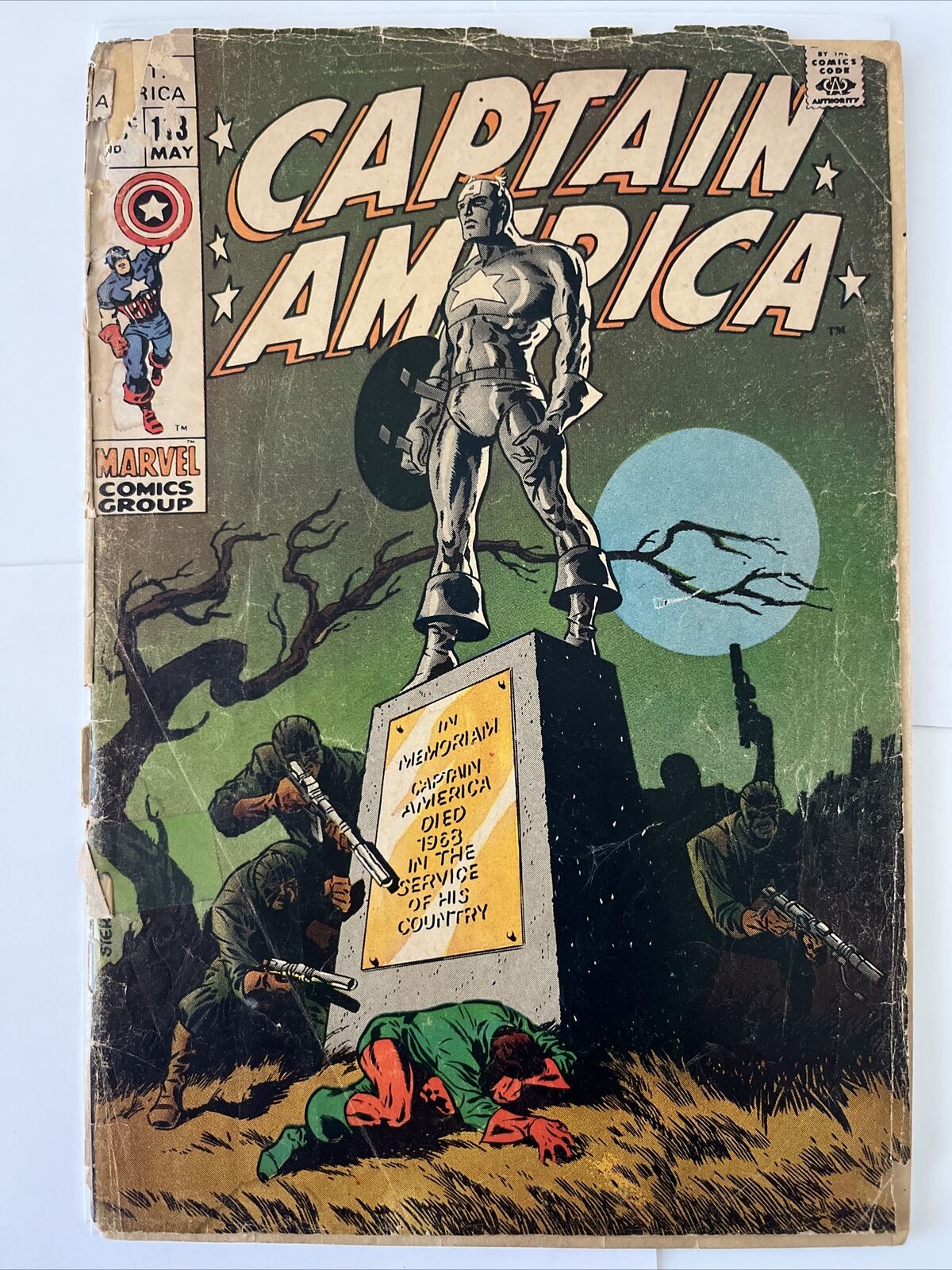 Captain America 113 Jim Steranko Cover Art and Story Low Grade (Marvel 1969)
