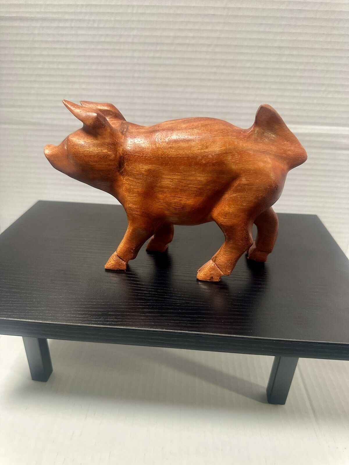 Unique Vintage Hand Carved Wooden Pig