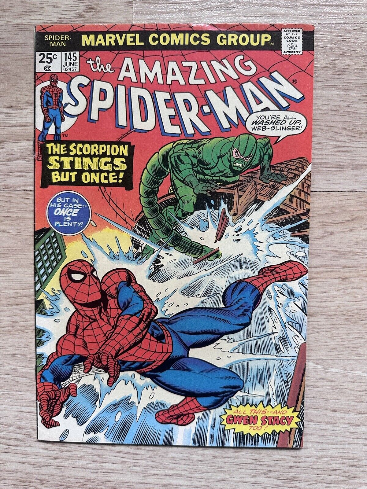 Amazing Spider-Man #145 (1975) Bronze Age, Spidey Vs. Scorpion,