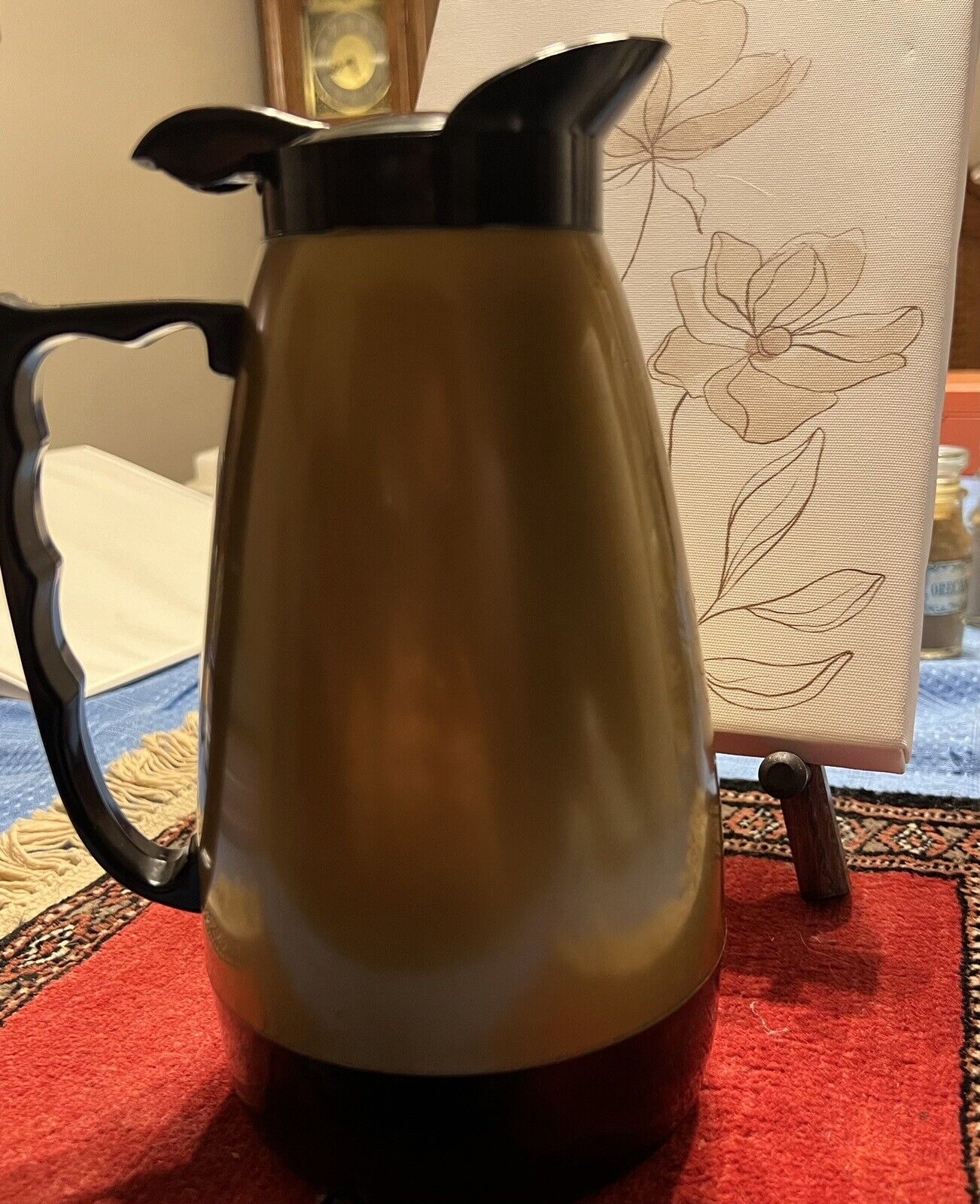 Vintage Plastic Carafe Coffee 32 oz. Gold Made in Hong Kong