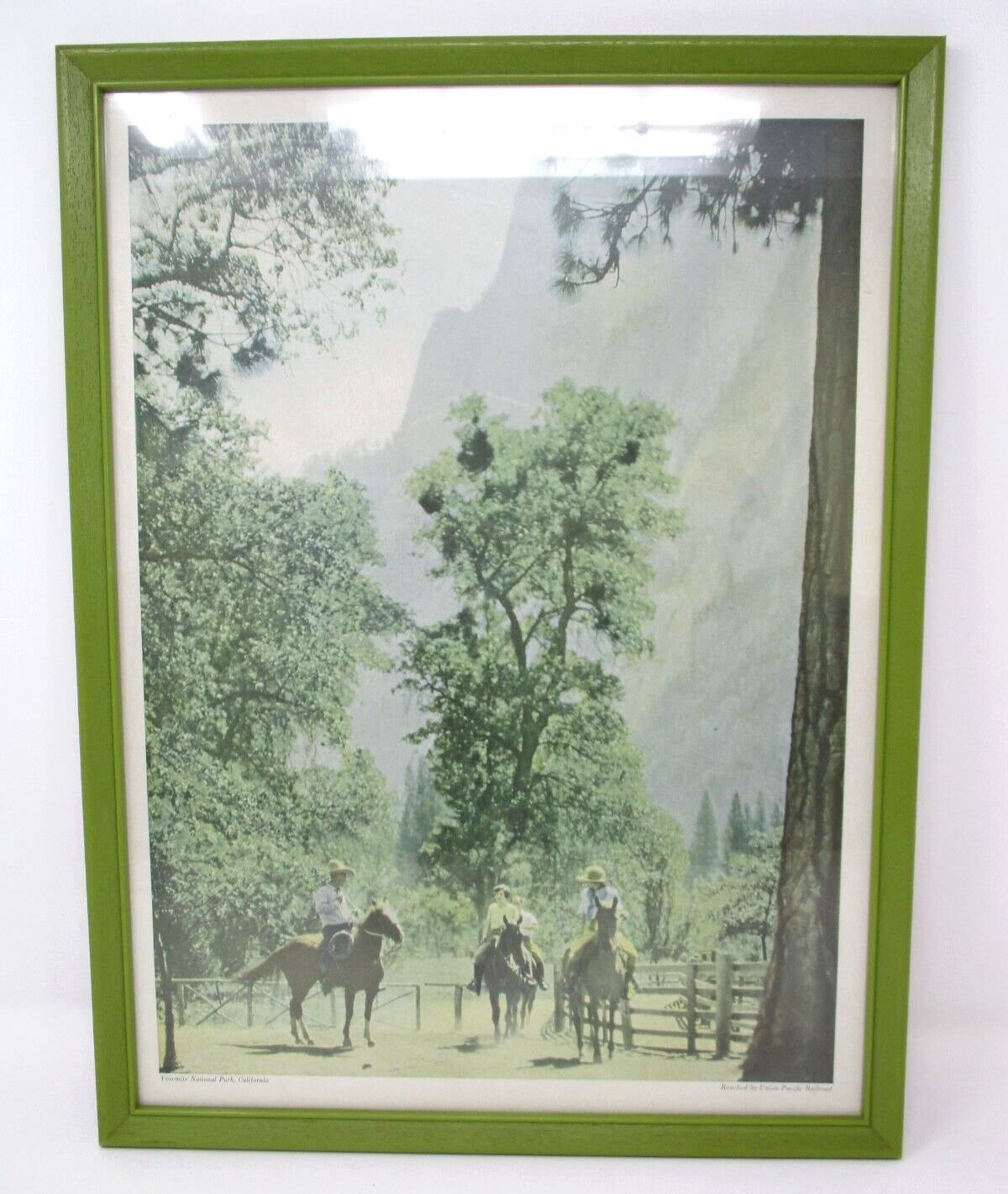 Vintage Yosemite National Park Picture Print Framed Wall Art People Horses 12x16