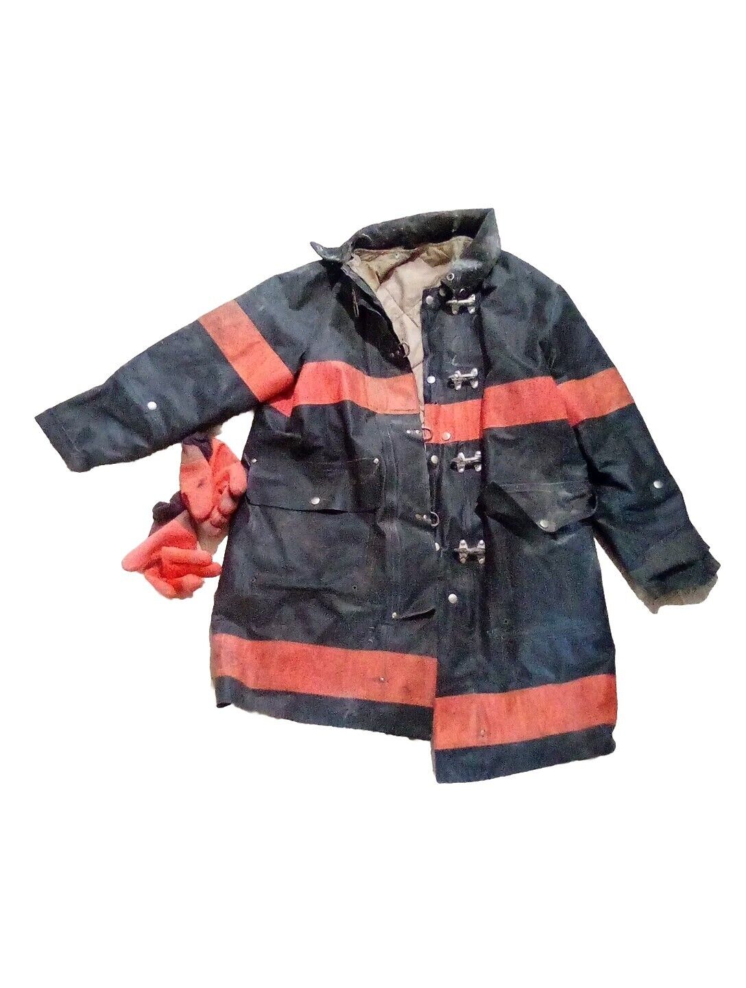 firefighter long turnout coat And Gloves Toggle Button Hooks Insulated 