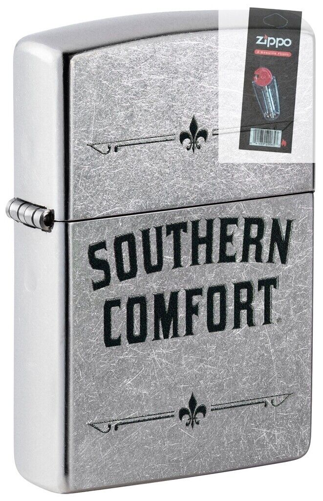 Zippo 49824 Southern Comfort Logo Street Chrome Lighter + FLINT PACK