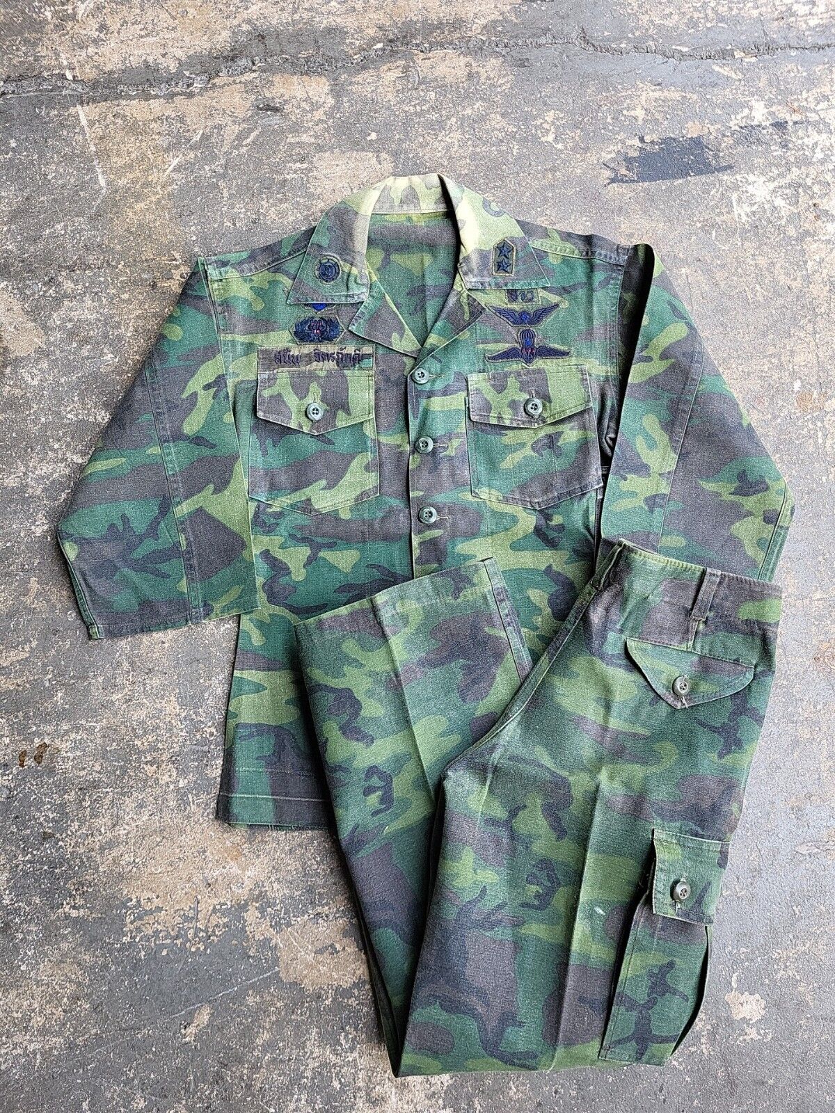 Vtg Thailand Camo Uniform Shirt/Pants Ranger King\'s Guard Royal Thai Army Rare