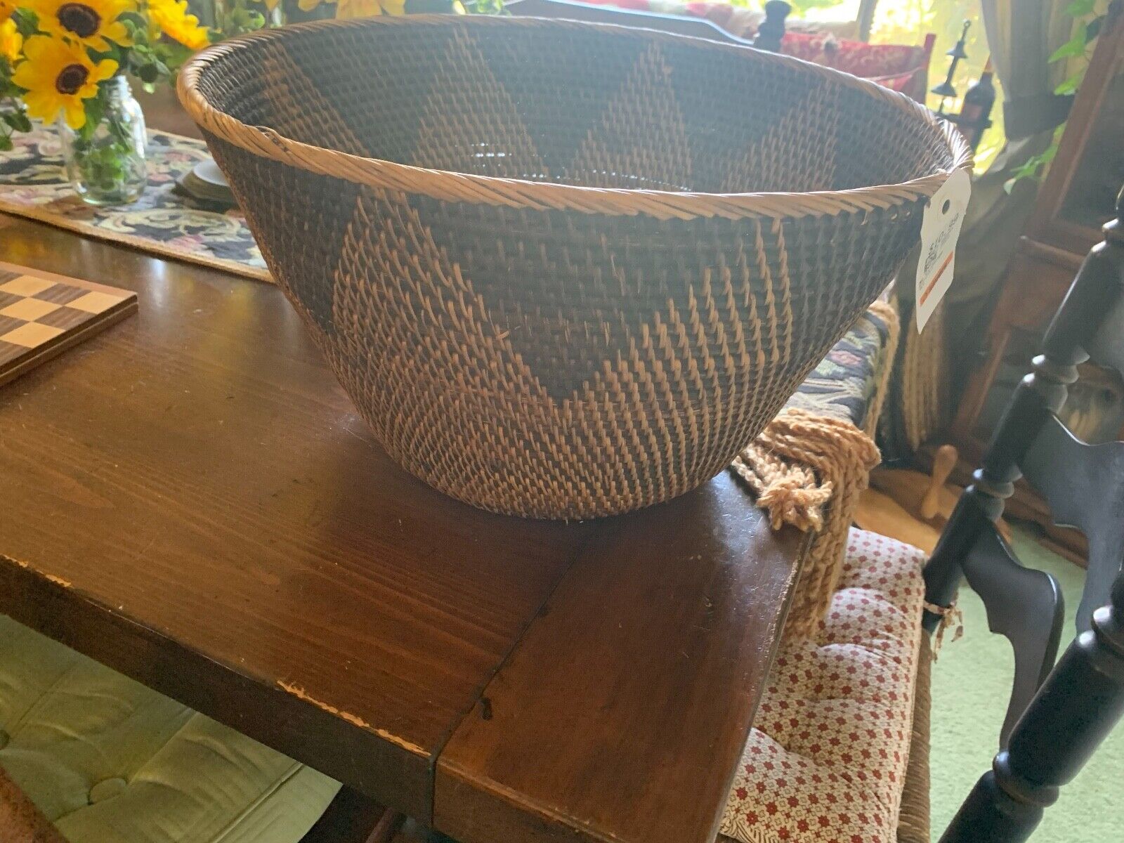 INDONESIN ROUND  Woven Basket - 17 x 10 inches-GEOMETRIC
